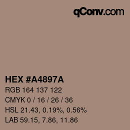 颜色代码: HEX #A4897A | qconv.com