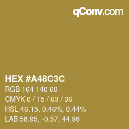Color code: HEX #A48C3C | qconv.com