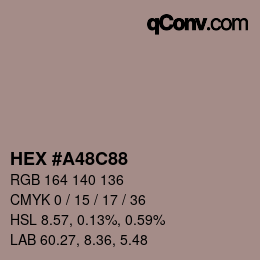 Color code: HEX #A48C88 | qconv.com