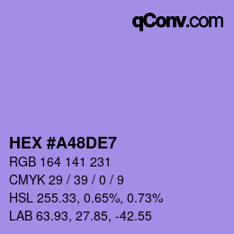 颜色代码: HEX #A48DE7 | qconv.com
