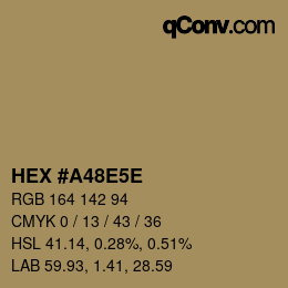 カラーコード: HEX #A48E5E | qconv.com