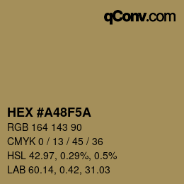 Color code: HEX #A48F5A | qconv.com