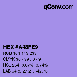 Color code: HEX #A48FE9 | qconv.com