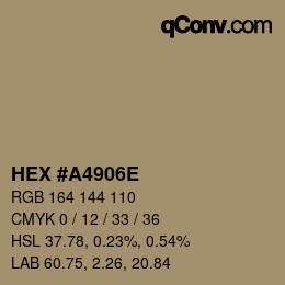 Color code: HEX #A4906E | qconv.com