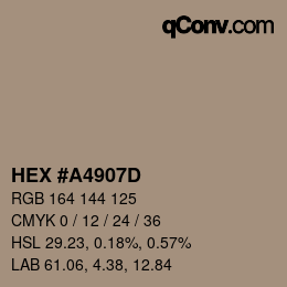 Color code: HEX #A4907D | qconv.com