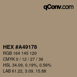 Color code: HEX #A49178 | qconv.com