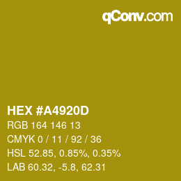 Color code: HEX #A4920D | qconv.com