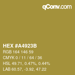 Color code: HEX #A4923B | qconv.com