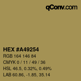 Color code: HEX #A49254 | qconv.com