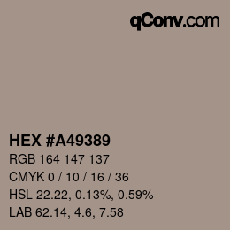 Color code: HEX #A49389 | qconv.com