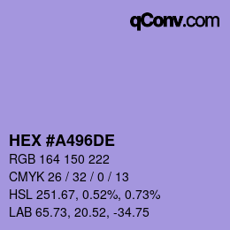 Color code: HEX #A496DE | qconv.com
