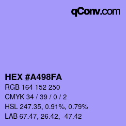 カラーコード: HEX #A498FA | qconv.com