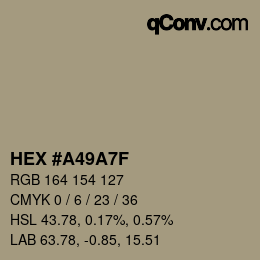 Farbcode: HEX #A49A7F | qconv.com