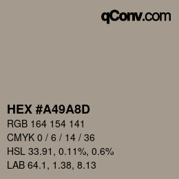 カラーコード: HEX #A49A8D | qconv.com