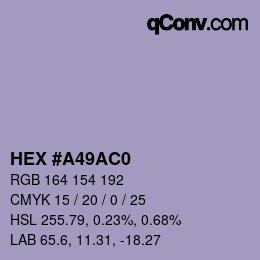 カラーコード: HEX #A49AC0 | qconv.com