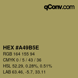 Color code: HEX #A49B5E | qconv.com