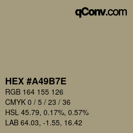 Color code: HEX #A49B7E | qconv.com
