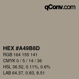 Color code: HEX #A49B8D | qconv.com