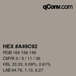 Color code: HEX #A49C92 | qconv.com