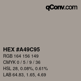 Farbcode: HEX #A49C95 | qconv.com