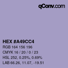 Farbcode: HEX #A49CC4 | qconv.com