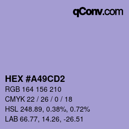 Color code: HEX #A49CD2 | qconv.com