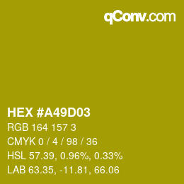 カラーコード: HEX #A49D03 | qconv.com