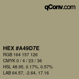 Color code: HEX #A49D7E | qconv.com