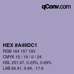 Color code: HEX #A49DC1 | qconv.com