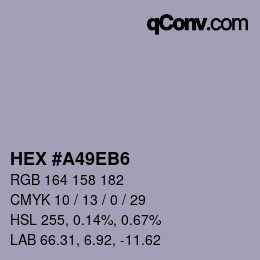 カラーコード: HEX #A49EB6 | qconv.com