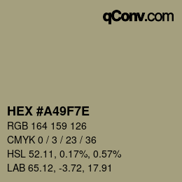 Color code: HEX #A49F7E | qconv.com