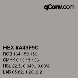 Color code: HEX #A49F9C | qconv.com