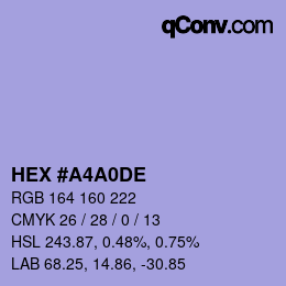 Color code: HEX #A4A0DE | qconv.com