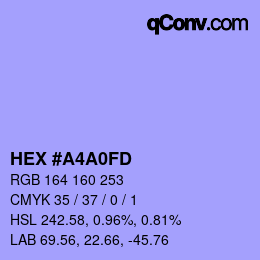 Farbcode: HEX #A4A0FD | qconv.com