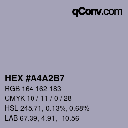 カラーコード: HEX #A4A2B7 | qconv.com