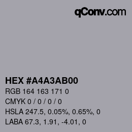 Color code: HEX #A4A3AB00 | qconv.com