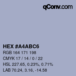Farbcode: HEX #A4ABC6 | qconv.com