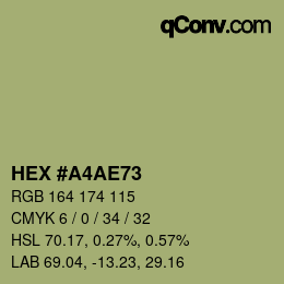 Color code: HEX #A4AE73 | qconv.com