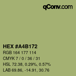 Farbcode: HEX #A4B172 | qconv.com