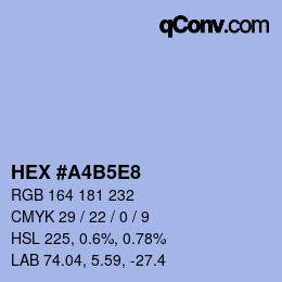 Color code: HEX #A4B5E8 | qconv.com