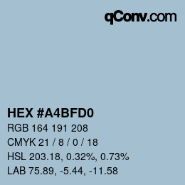 カラーコード: HEX #A4BFD0 | qconv.com