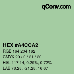 Color code: HEX #A4CCA2 | qconv.com