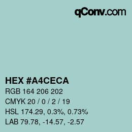 Color code: HEX #A4CECA | qconv.com