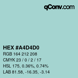 Color code: HEX #A4D4D0 | qconv.com