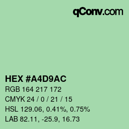 Color code: HEX #A4D9AC | qconv.com