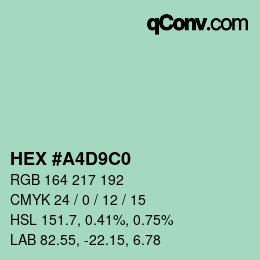 Color code: HEX #A4D9C0 | qconv.com