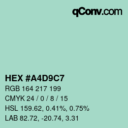 Color code: HEX #A4D9C7 | qconv.com