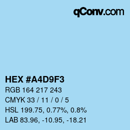カラーコード: HEX #A4D9F3 | qconv.com
