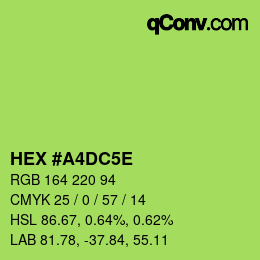 Color code: HEX #A4DC5E | qconv.com
