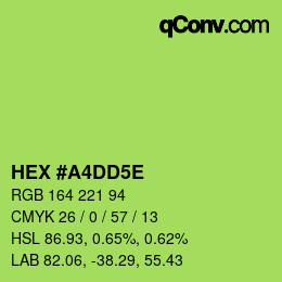 Color code: HEX #A4DD5E | qconv.com